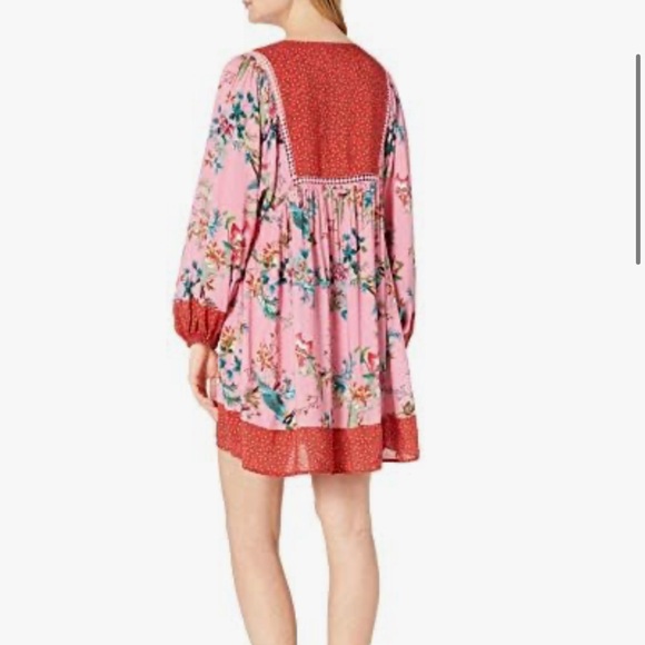 Johnny Was Malakye Pink & Red Long Sleeve Cover-Up Floral Dress Size Medium - Picture 2 of 9